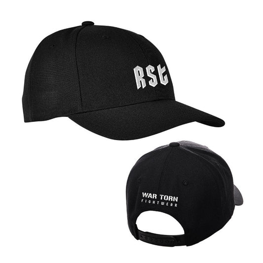 Black WARTORN FIGHTWEAR x RST Snapback Hat - Premium wool blend hat with RST embroidery on the front. Structured design with snapback closure for a perfect fit. Permacurv visor for shade and protection.